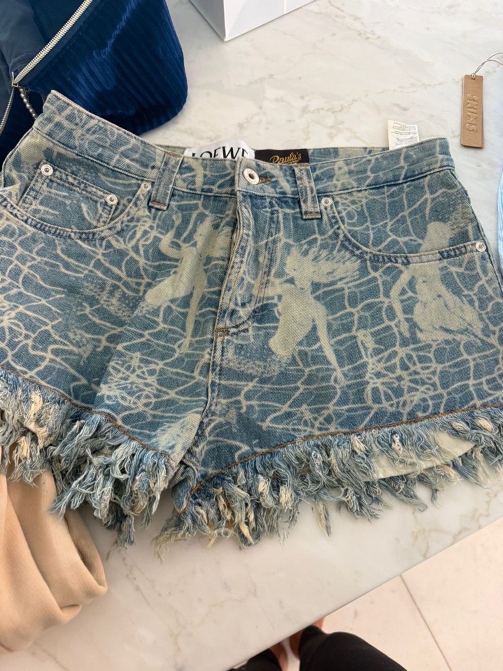 x Paula's Ibiza Mermaid Frayed Denim Shorts